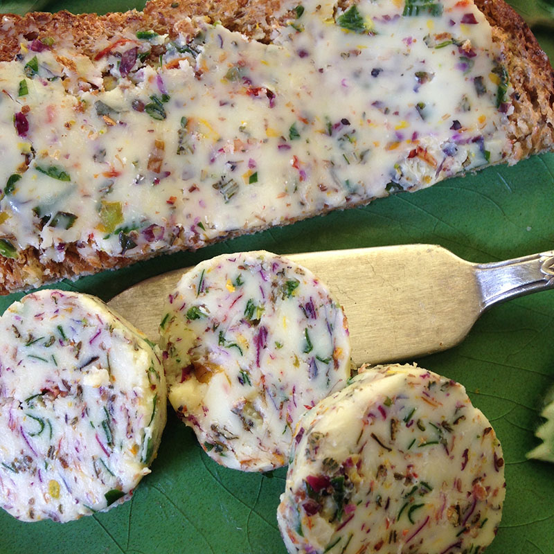 confetti butter with silver knife